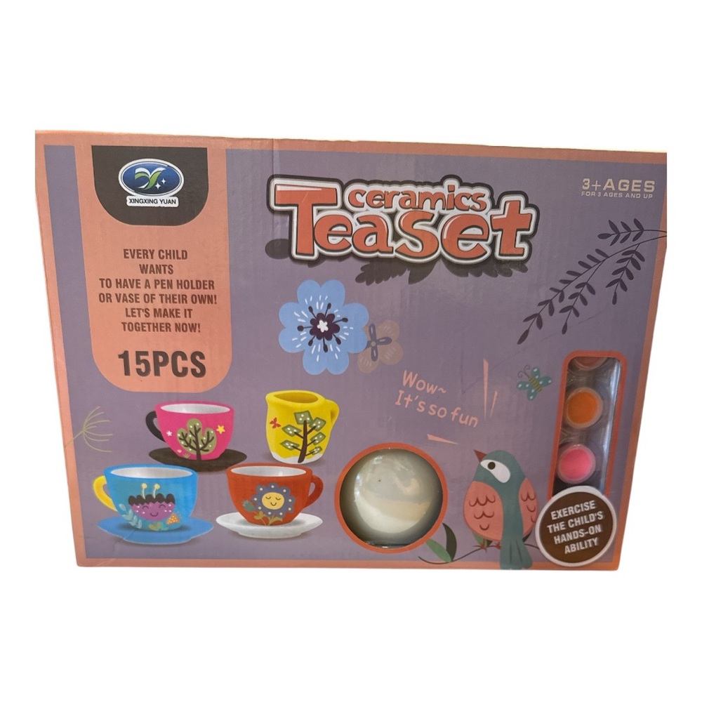 #325 NIB DIY Ceramics Teaset for Kids - Multicolor Paints included